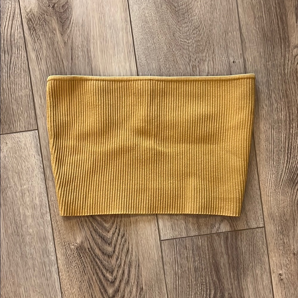 La Hearts Mustard Yellow Ribbed Crop Tube Top